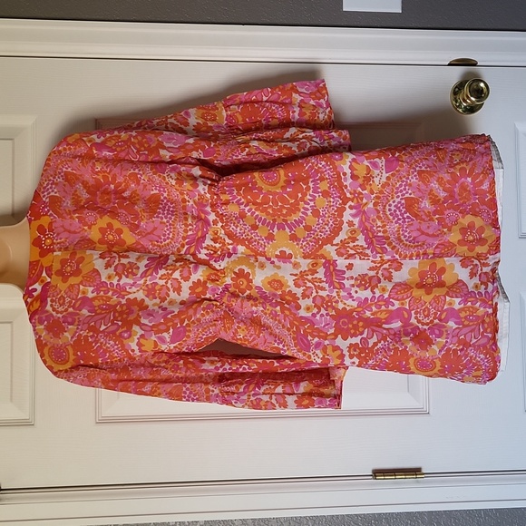 Trina Turk Bonita Orange Pink Retro Style Dress Size 6 - Picture 6 of 9